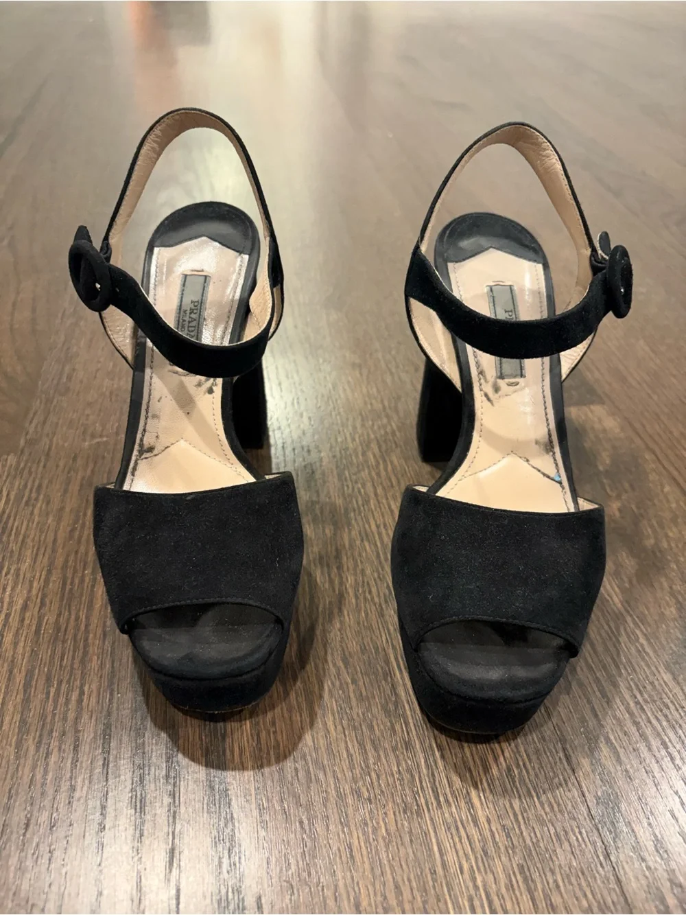 Prada Black Suede Heels